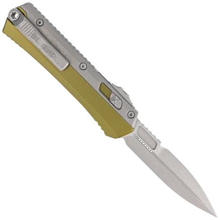 Microtech Glykon Bayonet OD Green Aluminum/Apocalyptic Titanium, Apocalyptic M390 by Tony and Sean Marfione OTF automatic knife (184-10APOD)