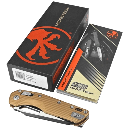 Microtech MSI S/E Knife Fluted Brown Aluminum, Black M390MK by Tony Marfione (210-1FLBN)