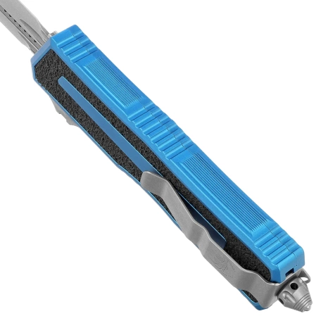 Microtech Scarab II Gen III D/E OTF Knife Blue Aluminum, Stonewashed M390MK by Tony Marfione (1280-10BL)