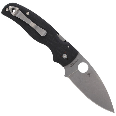 Spyderco Shaman Knife Black G10, Stonewashed CPM S30V by Sal Glesser (C229GP)