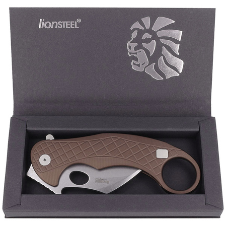 Nóż składany LionSteel L.E.One Karambit Earth Brown Aluminium, Stonewashed MagnaCut by Emerson Design (LE1 A ES)