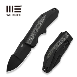 Nóż składany WeKnife Coral Black Titanium/Aluminium Foil Carbon Fiber, Black Stonewashed CPM 20CV by Gustavo T. Cecchini (WE24044-1)
