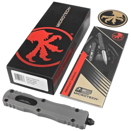 Microtech Dirac Delta D/E OTF Knife Natural Clear Aluminum, Black F/S M390 by Tony Marfione (227-3NC)