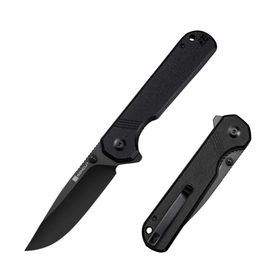 Sencut Aetheris Knife Black Canvas Micarta, Black 9Cr18MoV (S24095-3)