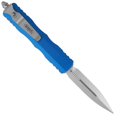 Nóż automatyczny OTF Microtech Dirac D/E Blue Aluminium, Stonewashed M390 by Tony Marfione (225-10BL)