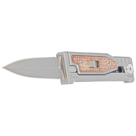 Reate Knife Mini EXO OTF Gravity D/E Bead Blasted Titanium/Burlap Micarta, Stonewashed CPM 3V