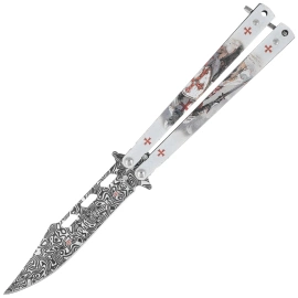 Nóż motylek Martinez Albainox Balisong White Templar 3D Design Steel, 3D Design 3Cr13Mov (02268)