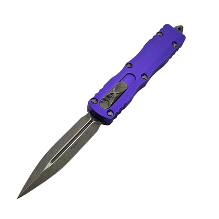 Microtech Dirac D/E OTF Knife Purple Aluminum, Apocalyptic M390 by Tony Marfione (225-10APPU)