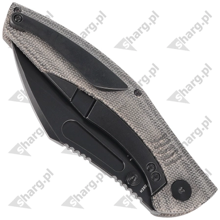 Bestech Lockness Black Canvas Micarta/Titanium, Black Stonewashed M390 by Koens Craft Knife (BT2205F)