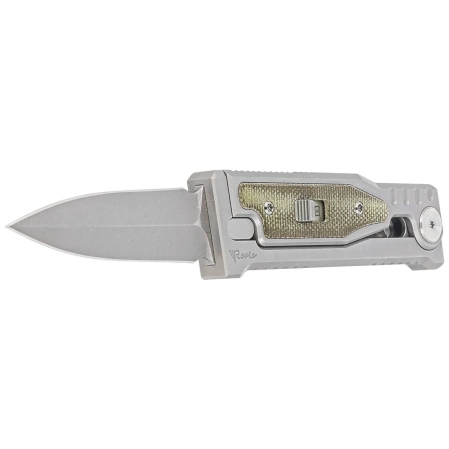 Nóż grawitacyjny Reate Mini EXO OTF Gravity D/E Bead Blasted Titanium/Green Micarta, Stonewashed CPM 3V