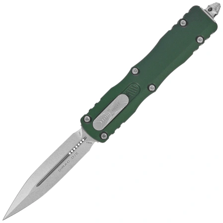 Nóż automatyczny OTF Microtech Dirac D/E Emerald Green Aluminium, Stonewashed by Tony Marfione (225-10EG)