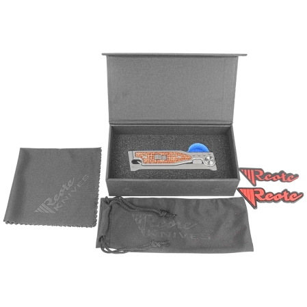 Reate Knife Mini EXO OTF Gravity T/E Bead Blasted Titanium/Burlap Micarta, Stonewashed CPM 3V