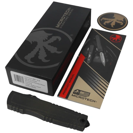 Microtech Luminary ZBP D/E Signature OTF Knife Weathered Grenade Green Aluminum, Weathered Grenade Green M390MK by Tony Marfione (1270-1WGGS)