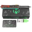 Nóż automatyczny OTF Heretic Manticore E Bounty Hunter D/E Green Distressed Aluminium / Camo Carbon, P/S Black DLC/Satin MagnaCut by Tony Marfione Jr. (H028-10C-BOUNTY)