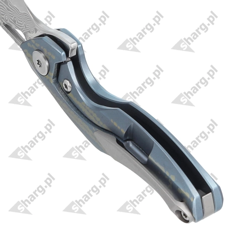 Nóż na szyję Bestech The Reticulan Blue / Colorful Titanium, Damascus by Elijah Isham (BT1810L)