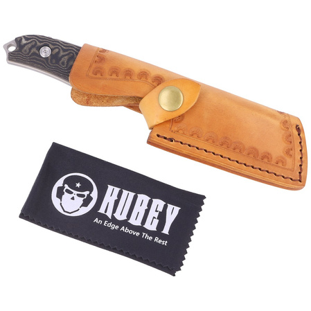 Kubey Knife Aiden, Black Micarta, Sand Blasted D2 by Damiano Dall'Amico (KU341A)