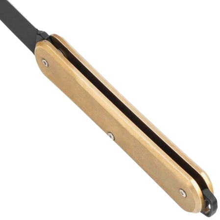 Fox Vulpis Brass, Black Top Shield M390 Pocket Knife (FX-VP130 OTB)