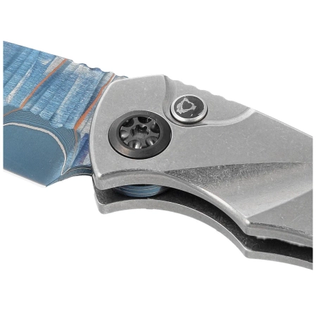 Heretic Knife Pariah-A Custom Titanium / Fat Carbon Snakeskin Inlays, Blued Baker Forge Elite AuroraMai Damascus by Tony Marfione Jr.