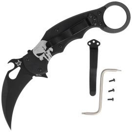 Fox The Skull Karambit Knife Black Aluminum, Black N690Co (FX-599 ALB-4)