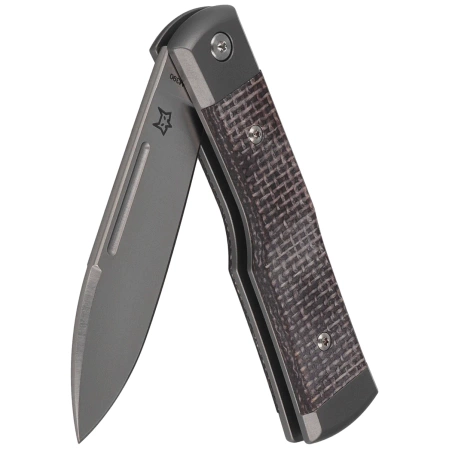 Fox Gunstock Pocket Knife Bison Micarta/Titanium, Satin M390 (FX-558 BI)