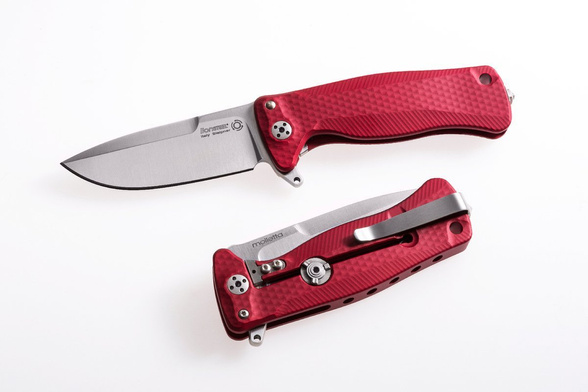 Nóż składany LionSteel SR22A Red Aluminum, Satin Sleipner by Molletta (SR22A RS)