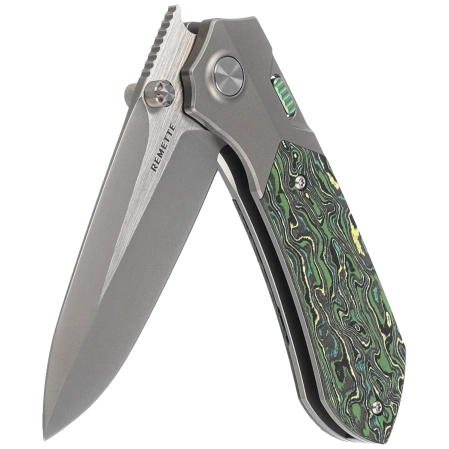 Nóż składany Remette RT-Meteor Gray Titanium/Toxic Storm Carbon Fiber, Pearlescent M390 (RTPT-C )