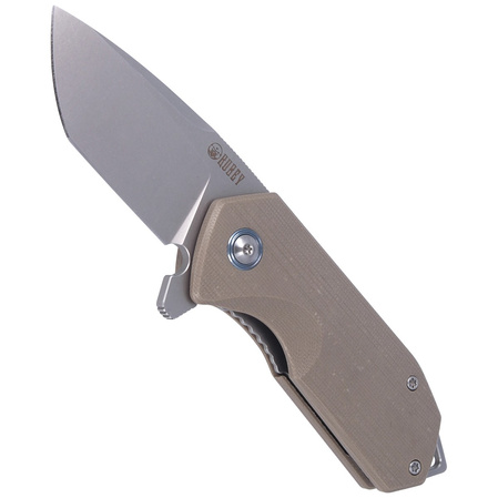Kubey Knife Campe, Tan G10, Sandblast D2 (KU203C)