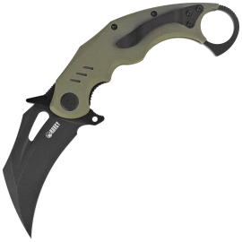 Kubey Wrath Knife Green G10, Blackwashed 14C26N by MUZI Design (KU261F)