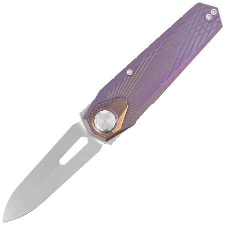 Nóż składany Remette Infinite Power Grilled Blue Titanium, Hand Grinding Pearlescent M390 (RTIP-G)