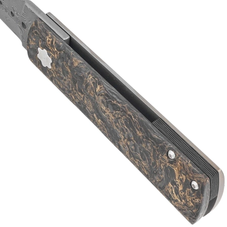 Nóż składany Maserin Daga Black/Gold FatCarbon, Damascus Small Roses by Attilio Morotti (372/DG)