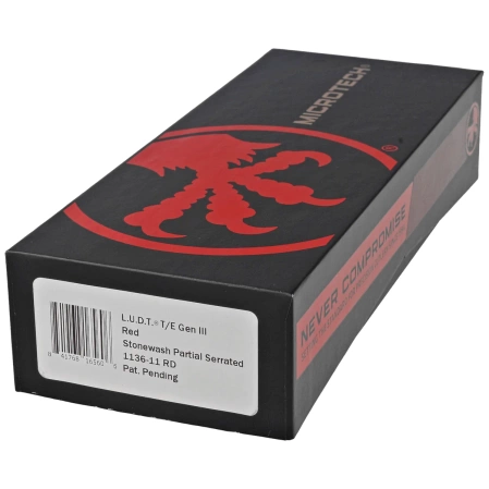 Microtech LUDT Gen III T/E Automatic Knife Red Aluminum, Stonewashed P/S M390MK by Tony Marfione (1136-11RD)