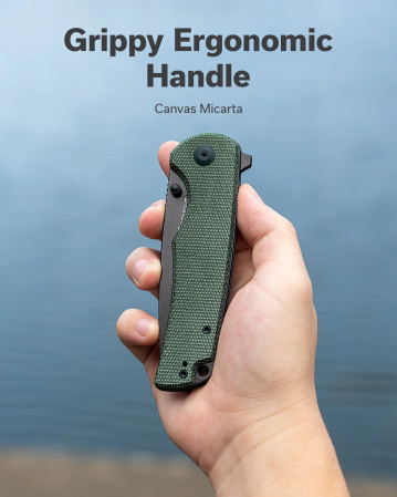 Sencut Praktisk Green Canvas Micarta, Black 9Cr18MoV (S24019-3)