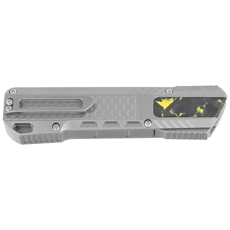Nóż grawitacyjny Remette RT-Sharp Leopard Titanium, Manual Fine Grinding Pearlescent/Manual Wire Drawing M390 (ZL301A)
