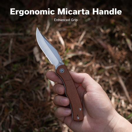 Nóż składany Civivi Clingman Brown Canvas Micarta, Satin Nitro-V by Taylor Martin Best Damn EDC (C23065-3)