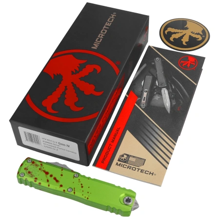 Nóż automatyczny OTF Microtech UTX-85 Gen IV D/E Zombie Aluminium, Stonewashed P/S M390MK by Tony Marfione (12324-11Z)