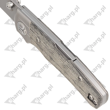 Nóż składany Bestech Tonic Grey Titanium/Black Canvas Micarta, Bead Blast Stonewashed M390 by Colin Maisonpierre (BT2204A)