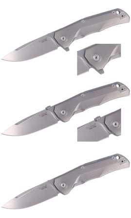 Nóż składany LionSteel T.R.E. Grey Titanium/Blue Ti, Stonewashed M390 by Molletta (TRE BL)