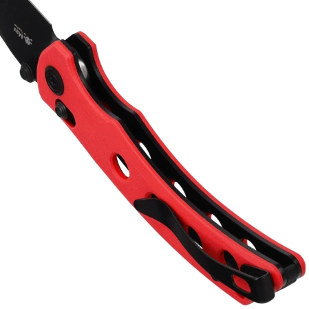 Nóż składany Kubey Hound Red G10, Blackwashed 14C28N by Maksim Tkachuk (KU172E)