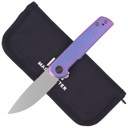 WE Knife Charith LE No 072/210 Ripple Pattern Purple Titanium, Silver Bead Blasted CPM 20CV (WE20056-2)