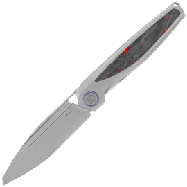 Rike Knife Baidi T Titanium/Red Carbon Fiber, Bead Blasted M390 (RK-Baidi-T-P/RCF)