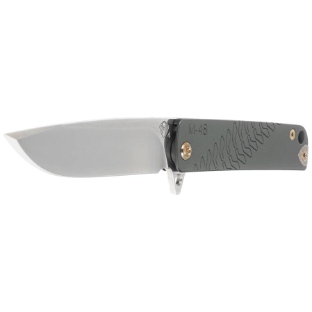 Medford M-48 Green Aluminum, Bronze HW/Clip, Tumbled S35VN by Greg Medford (MK2124TQ-40TM-T1C1-Q4)
