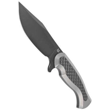 Fox Knife Eastwood Tiger Bead Blasted Titanium/Carbon Fiber, Black PVD Elmax by Gudy Van Poppel (FX-106 TICF)