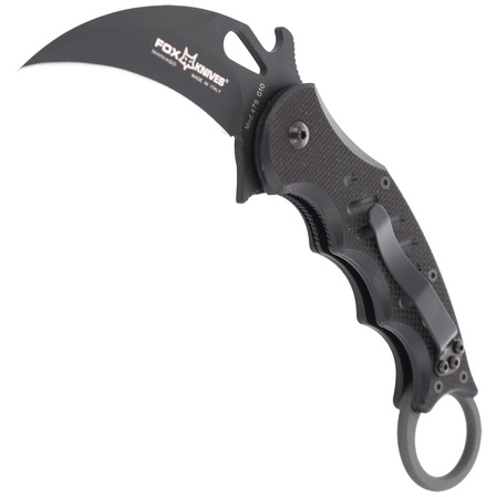Fox Karambit Knife w/ Emerson Wave Black G10, Black Idroglider N690Co (479)
