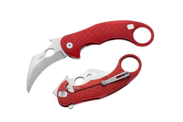 LionSteel L.E.One Knife Red Aluminum, Stonewashed MagnaCut by Emerson Design (LE1 A RS)