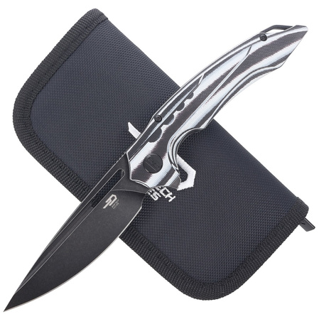 Bestech Knife Ornetta Carbon Fiber / White G10, Black Stonewash N690 by Kombou (BL02D)