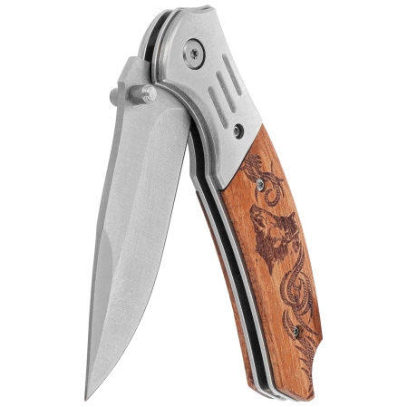 Nóż składany Martinez Albainox Hunting Boar Zebra Wood, Satin 3Cr13Mov (18518GR4208)