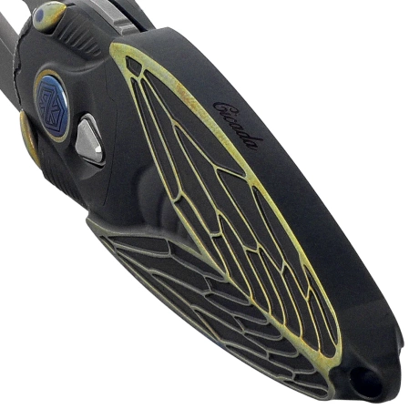 Nóż składany Rike Knife RK Cicada-DG Dark Gray / Gold Titanium, Bead Blasted M390