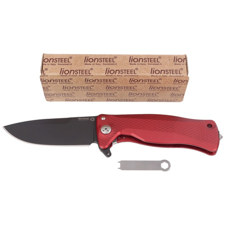 LionSteel Knife SR11A Red Aluminium, Black Sleipner by Molletta (SR11A RB)
