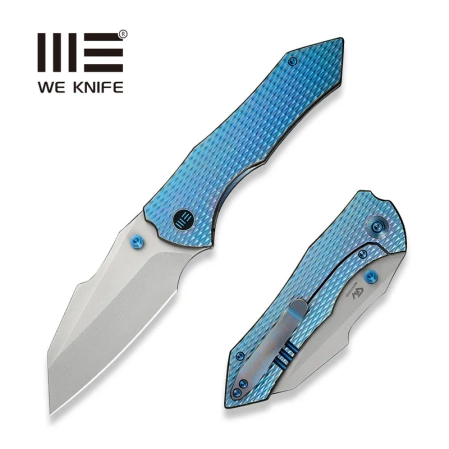 WeKnife High-Fin XL Blue/Purple Titanium, Stonewashed CPM 20CV by Gavko Knives (WE24010-2)