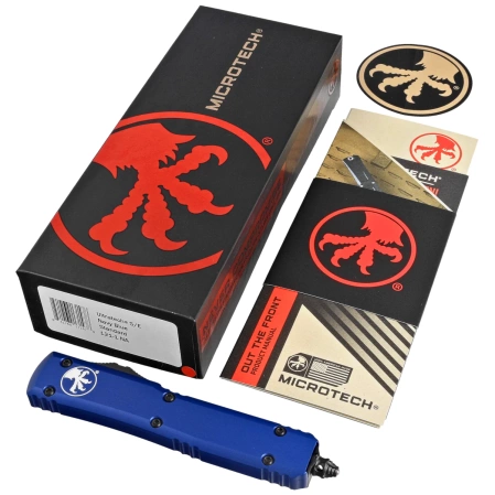 Microtech Ultratech S/E OTF Knife Navy Blue Aluminum, Black M390 by Tony Marfione (121-1NA)